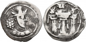 SASANIAN KINGS. Shahpur II, 309-379. Drachm (Silver, 24 mm, 4.09 g, 3 h), Mint IX (Kabul), circa 320-379. Draped bust of Shahpur II to right, wearing ...