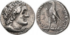 PTOLEMAIC KINGS OF EGYPT. Ptolemy II Philadelphos, 285-246 BC. Tetradrachm (Silver, 24 mm, 13.48 g, 12 h), Gaza, RY 33 = 253/2. Diademed head of Ptole...