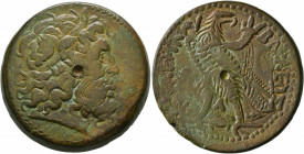 PTOLEMAIC KINGS OF EGYPT. Ptolemy III Euergetes, 246-222 BC. Tetrobol (Bronze, 38 mm, 43.73 g, 1 h), Alexandria. Diademed head of Zeus Ammon to right,...