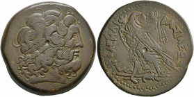 PTOLEMAIC KINGS OF EGYPT. Ptolemy III Euergetes, 246-222 BC. Tetrobol (Bronze, 39 mm, 45.98 g, 1 h), Alexandria. Diademed head of Zeus Ammon to right,...