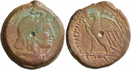 PTOLEMAIC KINGS OF EGYPT. Ptolemy V Epiphanes, 205-180 BC. Triobol (?) (Bronze, 27 mm, 16.57 g, 11 h), Alexandria, circa 205-200. Head of Alexandria t...