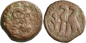 PTOLEMAIC KINGS OF EGYPT. Cleopatra III & Ptolemy IX Soter II (Lathyros), 116-107 BC. Obol (Bronze, 19 mm, 6.59 g, 12 h), Kyrene. Diademed head of Zeu...