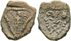 ASIA MINOR. Uncertain. 2nd-3rd centuries. Tessera (Lead, 16 mm, 2.68 g, 6 h). Hermes standing right, holding caduceus in his right hand over his right...
