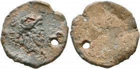 ASIA MINOR. Uncertain. 2nd-3rd centuries. Tessera (Lead, 20 mm, 4.30 g). ΠΡO Bearded head of Zeus to right. Rev. Blank. Apparently unpublished. Pierce...