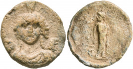 ASIA MINOR. Uncertain. 2nd-3rd centuries. Tessera (Lead, 18 mm, 4.48 g, 12 h). Facing bust of Artemis Ephesia (or possibly, Tyche) wearing polos. Rev....