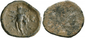ASIA MINOR. Uncertain. 2nd-3rd centuries. Tessera (Lead, 15 mm, 2.26 g). Hermes standing front, head to left, holding purse (?) in his right hand and ...
