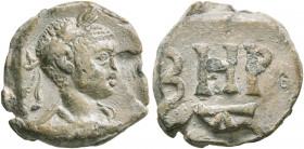 ASIA MINOR. Uncertain. Elagabalus, 218-222. Tessera (Lead, 17 mm, 4.13 g, 9 h). Laureate, draped and cuirassed bust of Elagabalus to right, seen from ...