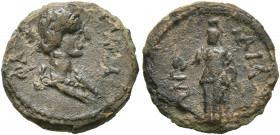 ASIA MINOR. Uncertain. 2nd-3rd centuries. Tessera (Lead, 14 mm, 1.48 g, 6 h), Milon. ΦA or ΦΛ... Draped female bust to right. Rev. MIΛ-ΩN Female figur...