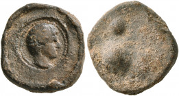 ASIA MINOR. Uncertain. 2nd-3rd centuries. Tessera (Lead, 16 mm, 5.58 g). Bare male head to right within a pearled border. Rev. Blank. Münzzentrum Rhei...