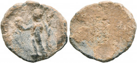 ASIA MINOR. Uncertain. 2nd-3rd centuries. Tessera (Lead, 17 mm, 2.14 g). Victorious athlete standing front, head to left, holding wreath in his right ...