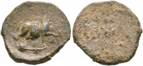 ASIA MINOR. Uncertain. 2nd-3rd centuries. Tessera (Lead, 15 mm, 2.17 g). Packed horse walking right. Rev. Blank. Gülbay & Kireç 96, 97. Very fine.

...