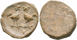 ASIA MINOR. Uncertain. 2nd-3rd centuries. Tessera (Lead, 16 mm, 2.56 g). Two roosters standing confronted. Rev. Blank. Apparently unpublished, but cf....