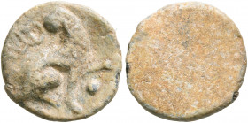 ASIA MINOR. Uncertain. 2nd-3rd centuries. Tessera (Lead, 13 mm, 1.65 g). Panther seated right, head to left and raising left forepaw; to left, caduceu...