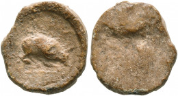 ASIA MINOR. Uncertain. 2nd-3rd centuries. Tessera (Lead, 13 mm, 2.42 g). Foraging pig standing right. Rev. Blank. Apparently unpublished. Good fine.
...