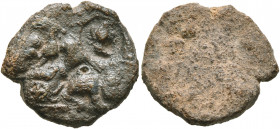 ASIA MINOR. Uncertain. 2nd-3rd centuries. Tessera (Lead, 18 mm, 3.45 g). Rooster standing right in biga of mice, holding the reigns in its beak; to ri...
