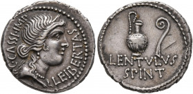 C. Cassius Longinus, 43-42 BC. Denarius (Silver, 19 mm, 3.95 g, 6 h), with L. Cornelius Lentulus Spinther. Military mint moving with the army of Brutu...