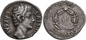 Augustus, 27 BC-AD 14. Denarius (Silver, 19 mm, 3.79 g, 7 h), uncertain mint in Spain (Colonia Patricia?), 19 BC. CAESAR AVGVSTVS Bare head of Augustu...