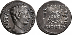 Augustus, 27 BC-AD 14. Denarius (Silver, 18 mm, 3.62 g, 7 h), uncertain mint in Spain (Colonia Patricia?), circa 19 BC. CAESAR AVGVSTVS Bare head of A...