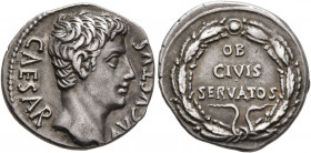 Augustus, 27 BC-AD 14. Denarius (Silver, 19 mm, 3.91 g, 11 h), uncertain mint in Spain (Colonia Patricia?), 19 BC. CAESAR AVGVSTVS Bare head of August...