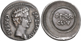 Augustus, 27 BC-AD 14. Denarius (Silver, 20 mm, 3.76 g, 11 h), uncertain mint in Spain (Colonia Caesaraugusta?), circa 19-18 BC. CAESAR AVGVSTVS Bare ...