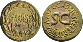 Augustus, 27 BC-AD 14. Dupondius (Orichalcum, 27 mm, 14.20 g, 2 h), with C. Cassius Celer, moneyer. Rome, 16 BC. AVGVSTVS / TRIBVNIC / POTEST in three...