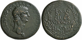 Claudius, 41-54. Sestertius (Orichalcum, 33 mm, 26.00 g, 6 h), Rome, 41-42. TI CLAVDIVS CAESAR AVG P M TR P IMP Laureate head of Claudius to right. Re...