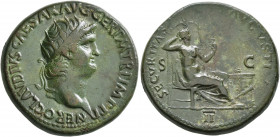 Nero, 54-68. Dupondius (Orichalcum, 29 mm, 16.00 g, 6 h), Rome, circa 64. NERO CLAVDIVS CAESAR AVG GER P M TR P IMP P P Radiate head of Nero to right....