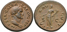 Galba, 68-69. Dupondius (Orichalcum, 29 mm, 15.58 g, 6 h), Rome, October 68. IMP•SER•GALBA CAE AVG TR P Laureate and draped bust of Galba to right. Re...