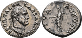Galba, 68-69. Denarius (Silver, 19 mm, 3.29 g, 6 h), Rome, circa July 68-January 69. IMP SER GALBA CAESAR AVG Laureate and draped bust of Galba to rig...