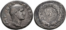 Galba, 68-69. Denarius (Silver, 18 mm, 3.00 g, 7 h), Rome, July 68-15 January 69. IMP SER GALBA AVG Bare head of Galba to right. Rev. S P Q R / OB / [...