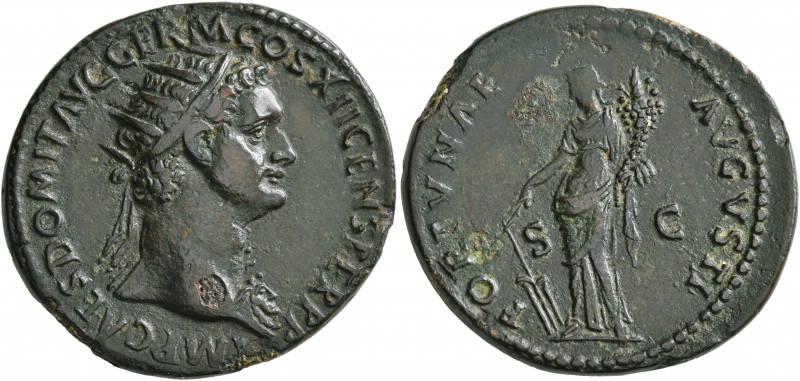 Domitian, 81-96. Dupondius (Orichalcum, 34 mm, 11.00 g, 6 h), Rome, 86. IMP CAES...