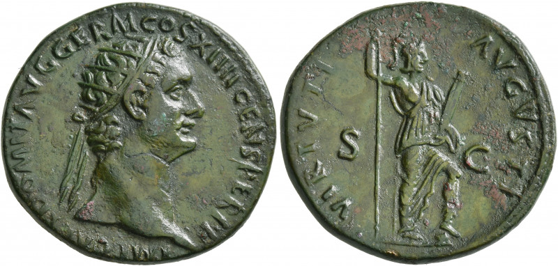 Domitian, 81-96. Dupondius (Orichalcum, 27 mm, 10.33 g, 6 h), Rome, 88-89. IMP C...
