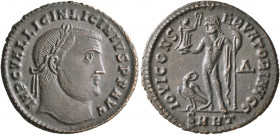 Licinius I, 308-324. Follis (Bronze, 22 mm, 3.63 g, 6 h), Heraclea, early 313. IMP C VAL LICIN LICINIVS P F AVG Laureate head of Licinius I to right. ...