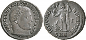 Constantine I, 307/310-337. Follis (Bronze, 20 mm, 4.40 g, 7 h), Nicomedia, circa 311. IMP C FL VAL CONSTANTINVS P F AVG Laureate head of Constantine ...