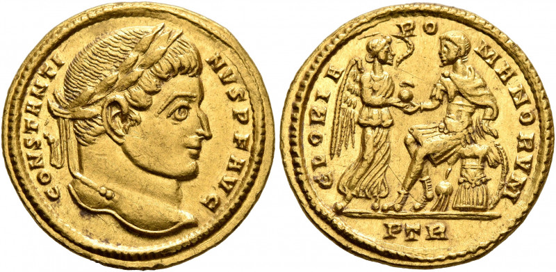 Constantine I, 307/310-337. Solidus (Gold, 19 mm, 4.57 g, 6 h), Treveri, 313-315...