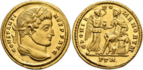 Constantine I, 307/310-337. Solidus (Gold, 19 mm, 4.57 g, 6 h), Treveri, 313-315. CONSTANTI-NVS P F AVG Laureate head of Constantine I to right. Rev. ...