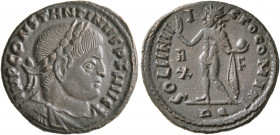Constantine I, 307/310-337. Follis (Bronze, 19 mm, 3.50 g, 1 h), Rome, 314-315. IMP CONSTANTINVS P F AVG Laureate, draped and cuirassed bust of Consta...