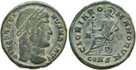Constantine I, 307/310-337. Follis (Bronze, 19 mm, 3.38 g, 5 h), Constantinopolis, 327-328. CONSTANTINVS MAX AVG Rosette-diademed head of Constantine ...