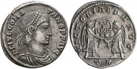 Constans, 337-350. Siliqua (Silver, 20 mm, 2.90 g, 6 h), Treveri, 342-343, 347. FL IVL CONS-TANS P F AVG Diademed, draped and cuirassed bust of Consta...