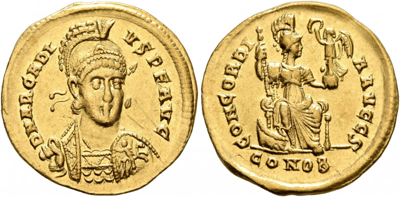 Arcadius, 383-408. Solidus (Gold, 20 mm, 4.45 g, 6 h), Constantinopolis, 397-402...