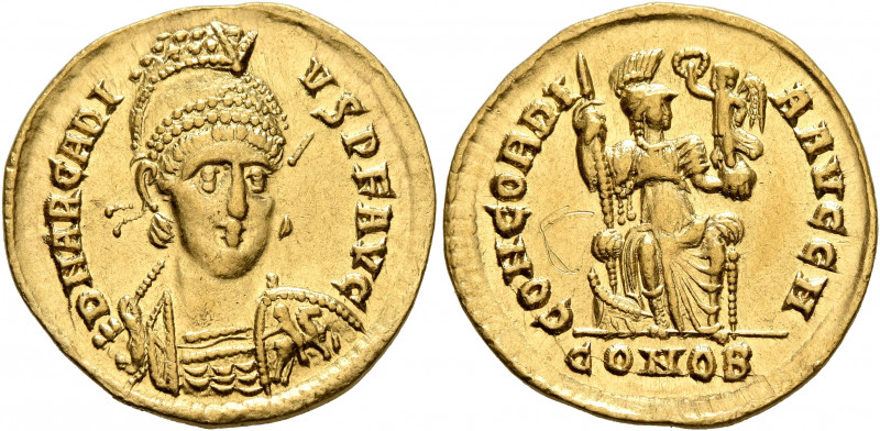 Arcadius, 383-408. Solidus (Gold, 20 mm, 4.37 g, 6 h), Constantinopolis, 397-402...