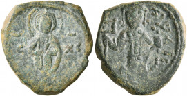 Alexius I Comnenus, 1081-1118. Tetarteron (Bronze, 18 mm, 3.71 g, 1 h), uncertain mint in Greece (?). IC - XC Christ Pantokrator standing front, holdi...