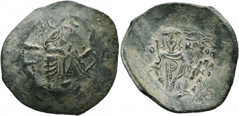 Theodore I Comnenus-Lascaris, emperor of Nicaea, 1208-1222. Trachy (Bronze, 27 m...