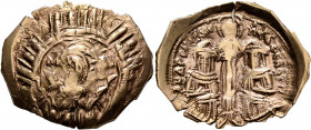 Andronicus II Palaeologus, with Michael IX, 1282-1328. Hyperpyron (Electrum, 26 mm, 4.19 g, 6 h), Constantinopolis, 1294-1320. Bust of Virgin Mary, or...