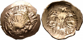 Andronicus II Palaeologus, with Michael IX, 1282-1328. Hyperpyron (Electrum, 26 mm, 4.75 g, 5 h), Constantinopolis, 1294-1320. Bust of Virgin Mary, or...