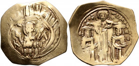 Andronicus II Palaeologus, with Michael IX, 1282-1328. Hyperpyron (Electrum, 24 mm, 3.67 g, 7 h), Constantinopolis, 1294-1320. Bust of Virgin Mary, or...