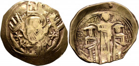 Andronicus II Palaeologus, with Michael IX, 1282-1328. Hyperpyron (Electrum, 25 mm, 4.11 g, 6 h), Constantinopolis, 1294-1320. Bust of Virgin Mary, or...