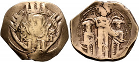 Andronicus II Palaeologus, with Michael IX, 1282-1328. Hyperpyron (Electrum, 25 mm, 4.17 g, 6 h), Constantinopolis, 1294-1320. Bust of Virgin Mary, or...