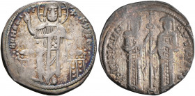 Andronicus II Palaeologus, with Michael IX, 1282-1328. Basilikon (Silver, 21 mm, 2.12 g, 5 h), Constantinopolis, 1304-1320. KVPIE BOHΘEI Christ, nimba...