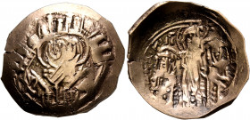Andronicus II Palaeologus, with Andronicus III, 1282-1328. Hyperpyron (Electrum, 24 mm, 4.08 g, 6 h), Constantinopolis. Bust of Virgin Mary, orans, wi...